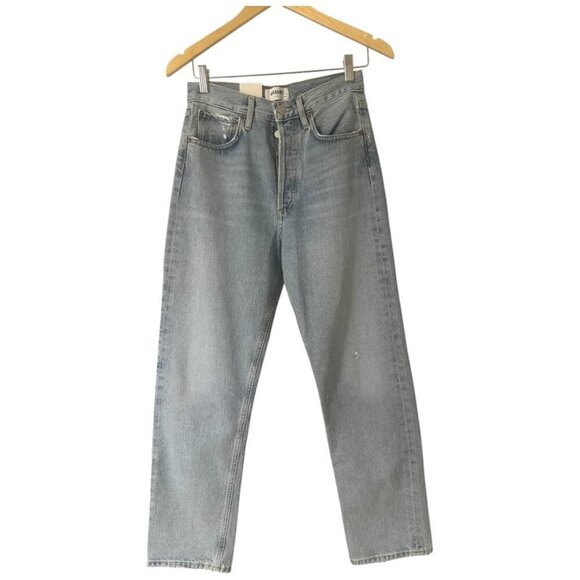New Agolde 90s Mid Rise Loose Fit Straight Leg Jeans Size 24 In Semi Tropic Wash - Picture 16 of 16